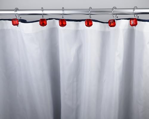 Shower Curtain Hooks Rings for Bathroom, 12PCS Double Hooks Glide Anti Rust Crystal Rhinestones Shower Curtain Rings Hangers for Shower Curtains, Clothing, Towels, etc. (Clear) (Red) - color: Red