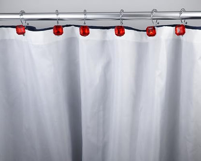 Shower Curtain Hooks Rings for Bathroom, 12PCS Double Hooks Glide Anti Rust Crystal Rhinestones Shower Curtain Rings Hangers for Shower Curtains, Clothing, Towels, etc. (Clear) (Red) - color: Red