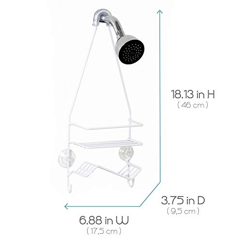 Zenna Home Shower Caddy Hanging Bathroom Organizer, Stainless Steel Shower Rack with 1 Wire Shelf and Soap Dish, Rustproof Over Shower Head Storage System, White - size: 1 Shelf and Soap Dish, style: Narrow