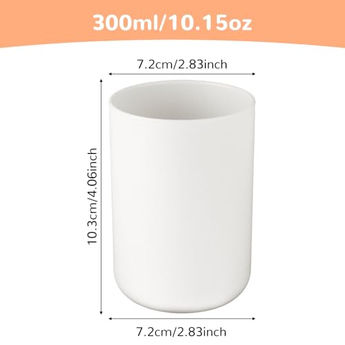 YUXIANLB 2Pcs Bathroom Plastic Tumbler Drink Cup 300ml, Grey, White | Unbreakable, Dishwasher Safe, Plastics Toothbrush Cup Tumbler, Mouthwash Cups, Plastic Easy to Clean, Bathroom Cup