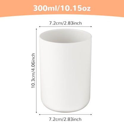 YUXIANLB 2Pcs Bathroom Plastic Tumbler Drink Cup 300ml, Grey, White | Unbreakable, Dishwasher Safe, Plastics Toothbrush Cup Tumbler, Mouthwash Cups, Plastic Easy to Clean, Bathroom Cup