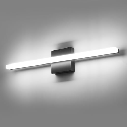24 Inch Black Vanity Lights for Bathroom Mirror Lighting Fixtures Gentle, 14W Modern Long Linear Restroom Wall Lamps Bar LED Lampara para Baño sobre Espejo Cool White 6000K - color: 6000K-Not Dimmable, size: 24inch