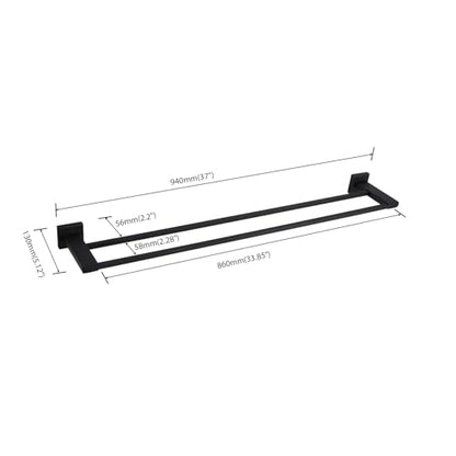 GERZWY Bathroom Double Towel Bar Matte Black Stainless Steel 36-Inch Bath Towel Rack Contemporary Style Wall Mount JG1902C92-BK