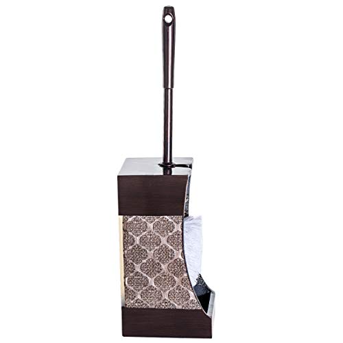 Dahlia Brown Toilet Brush with Holder Set - Bathroom Toilet Bowl Brush and Holder - Decorative Toilet Cleaner Brush - Good Grip Toilet Bowl Scrubber - color: Light Brown/ Dark Brown