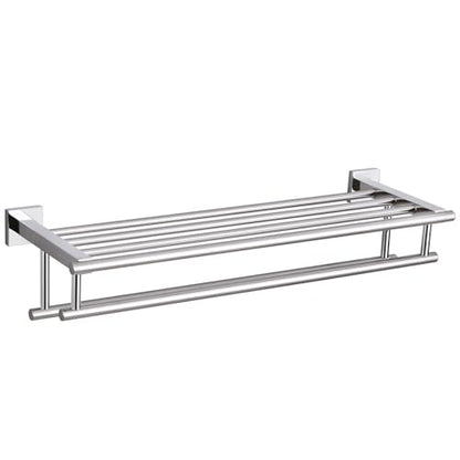 Angle Simple Bathroom Towel Rack, Towel Bar with Shelf, Polished Chrome | 23.62-In, SUS304 Stainless Steel, 2 Bars Design Separate Dry Wet Towels, Enough Space for Hanging Needs, Drill Screws Mount - color: Polished Chrome, size: 23.62-Inch