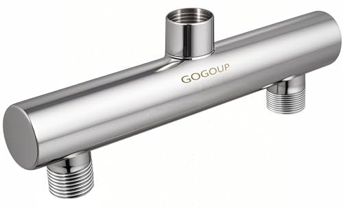 Dual Shower Head Manifold, G 1/2" Double Outlet Stainless Steel Water Connection for Fix Showerhead & Handheld Shower Polished