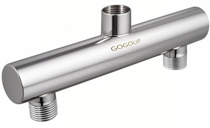 Dual Shower Head Manifold, G 1/2" Double Outlet Stainless Steel Water Connection for Fix Showerhead & Handheld Shower Polished