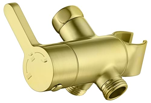 3 Way Shower Diverter Valve with Hand Shower Holder, G1/2 Shower Head Splitter, Shower Arm Diverter (Gold) - color: Gold