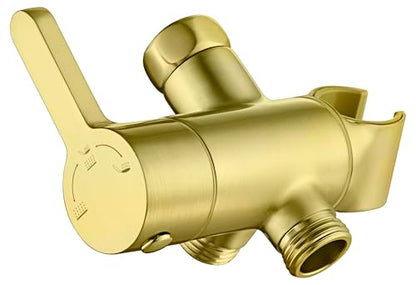 3 Way Shower Diverter Valve with Hand Shower Holder, G1/2 Shower Head Splitter, Shower Arm Diverter (Gold) - color: Gold