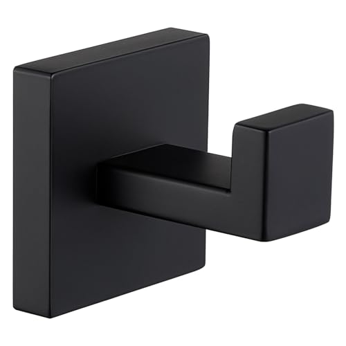 Angle Simple Towel Hook Matte Black, Coat Robe Hook, Bathroom Towel Hanger | SUS304 Stainless Steel, Modern Bathrobe Holder, for Kitchen Garage Laundry Room, Screw Wall Mount - color: Matte Black, size: 1 Pack