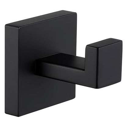 Angle Simple Towel Hook Matte Black, Coat Robe Hook, Bathroom Towel Hanger | SUS304 Stainless Steel, Modern Bathrobe Holder, for Kitchen Garage Laundry Room, Screw Wall Mount - color: Matte Black, size: 1 Pack