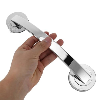 Zerodeko Suction Grab Bars for Shower 12 Inch Chrome Suction Shower Handles for Elderly Bathroom Safety Handrail Wall-Mounted Silver Grab Bar for Glass Doors