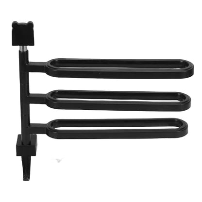 Buachois Swivel Towel Bar, 4 Arm Wall Mounted Rotating Towel Rack Holder with Hooks ABS Black for Bathroom Kitchen Balcony (3 Rods) - color: 3 Rods