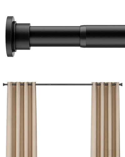 Heavy Duty Tension Curtain Rod by EZFurni, 42 to 123 Inches, Anti-Slip Spring Loaded Curtain Rods No Drilling, Apartment Renter Friendly Tension Rods for Windows, Bathroom, Patio, Room Divider, Black - color: Black, size: 42-123 Inches