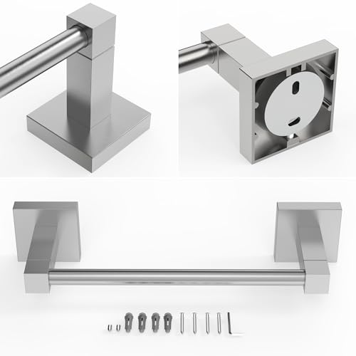 RUACQ Towel Bar, 9" Towel Racks for Bathroom Wall Mounted, Brushed Nickel | Hand Towel Holder, Total Length 10.8 Inch Single Towel Rod, 304 Stainless Steel, Rustproof, Square Base, Heavy Duty, Modern - color: Brushed Nickel, size: 9 inch(Center to Center)