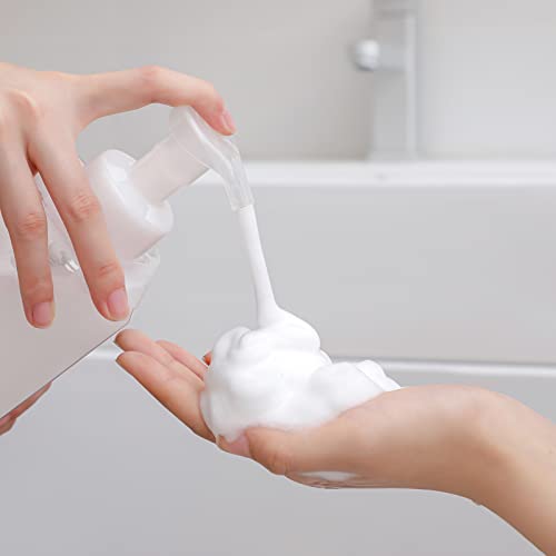 UUJOLY Foaming Soap Dispenser 1L (33.8oz) Refillable Plastic Pump Bottle for Liquid Soap, Shampoo, Body Wash (2 Pcs) (Clear) | Hand Dispenser for Liquid Soap, Shampoo & Body Wash – Saves Soap with Rich Foam, Reusable, Easy to Refill, BPA-Free - color: Cle