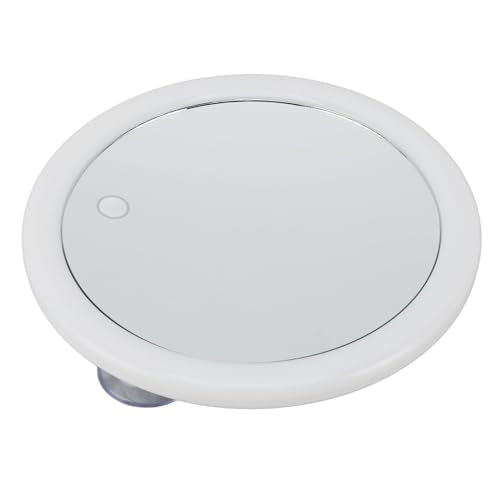 5.6inch Handheld Magnifying Makeup Mirror Triple Suction Cup 10X Magnification Brightness Adjustable LED Lighted Magnifying Mirror