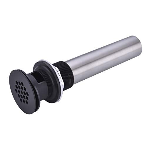 Delle Rosa Matte Black Bathroom Sink Drain Strainer,Grid Drain Strainer Assembly with Overflow for Bathroom Sink, Vessel Sink Drain Made of Brass - color: Matte Black