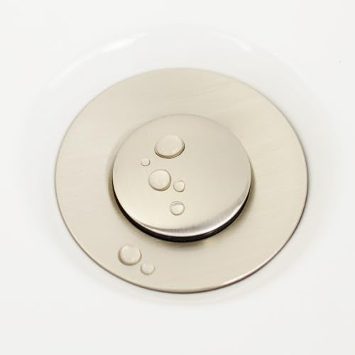 Purelux Bathroom Faucet Vanity Sink Metal Pop-Up Drain Stopper Assembly with Lift Rod and Overflow, Brushed Nickel Finish - color: Brushed Nickel