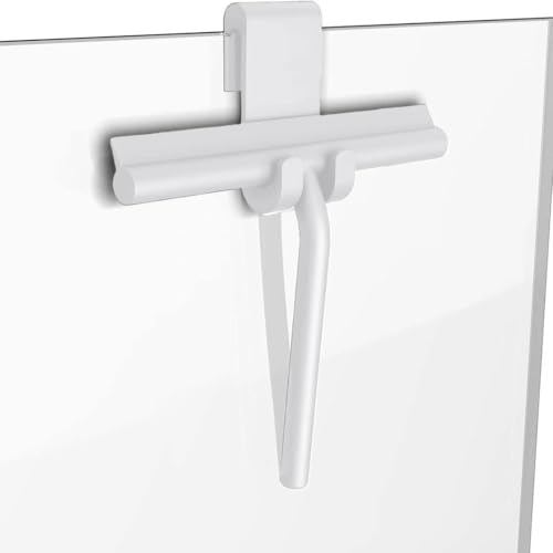 All-Purpose Stainless Steel Shower Squeegee for Bathroom, Kitchen, Shower, Floor Cleaning with Adhesive Hook Sturdy Handle, Professional Cleaners, Window Cleaning for Window Squeegee (White)