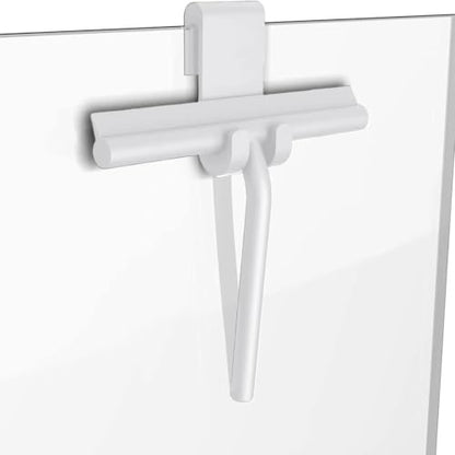 All-Purpose Stainless Steel Shower Squeegee for Bathroom, Kitchen, Shower, Floor Cleaning with Adhesive Hook Sturdy Handle, Professional Cleaners, Window Cleaning for Window Squeegee (White)