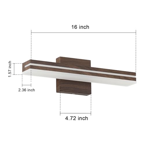 SineRise 16-Inch LED Modern Bathroom Vanity Light Bar, Brown Modern Acrylic Bathroom Wall Lighting Fixtures Over Mirror (Cool White 6000K) - color: Brown-Cool White, size: 16-Inch