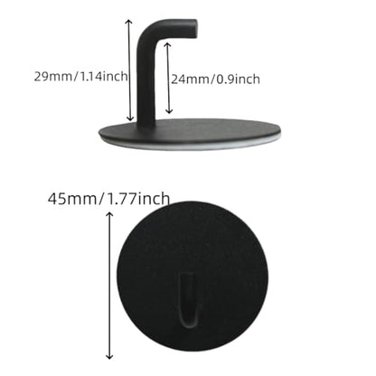 Adhesive Hooks Heavy Duty Shower Hook 4 Pack Waterproof, Black Stick on Hooks for Hanging Loofah Towel Robe Clothes, Removable Stainless Steel Bathroom Adhesive Wall Hooks