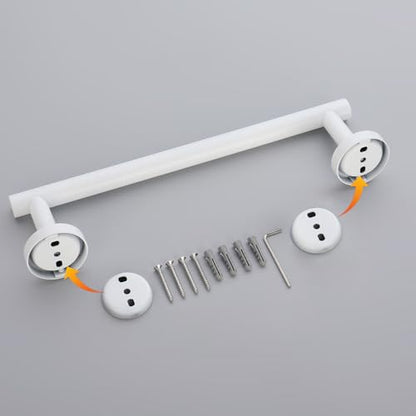 GERZWY 12-Inch Bathroom Towel Bar SUS 304 Stainless Steel Bath Towel Bar Modern Round Style Wall Mount, White - color: White, size: 12 Inch (Pack of 1)