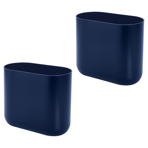 iDesign Small Slim Plastic Bathroom Trash Can, 2-Pack, Navy Blue | Garbage Can for Bedroom, Office, Desk, Dorm - color: Navy, style: Pack of 2