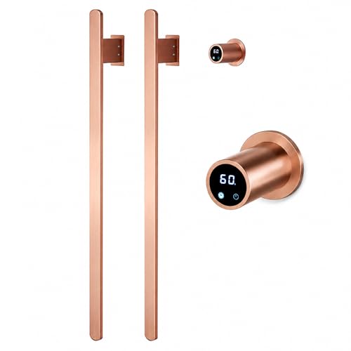 Bathroom Heated Towel Rack, Rose Gold Towel Warmer, 2Bars, 110V | Smart Touch Control, Wall Mounted, Concealed Hardwired, Stainless Steel, Dry Towels in Modern Bathrooms, Space-Saving Design - color: Rose Gold-2 Bars