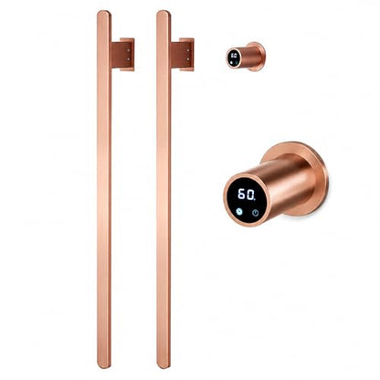 Bathroom Heated Towel Rack, Rose Gold Towel Warmer, 2Bars, 110V | Smart Touch Control, Wall Mounted, Concealed Hardwired, Stainless Steel, Dry Towels in Modern Bathrooms, Space-Saving Design - color: Rose Gold-2 Bars
