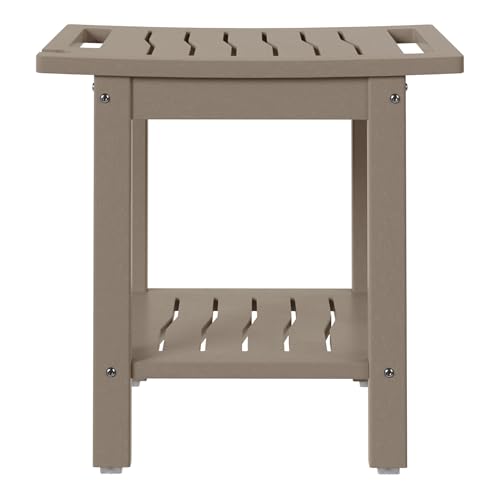 Sage HDPE Poly Plastic Waterproof Bathroom Shower Bench, Weathered Wood - color: Weathered Wood