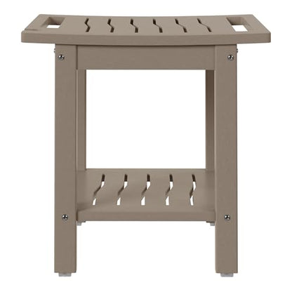 Sage HDPE Poly Plastic Waterproof Bathroom Shower Bench, Weathered Wood - color: Weathered Wood