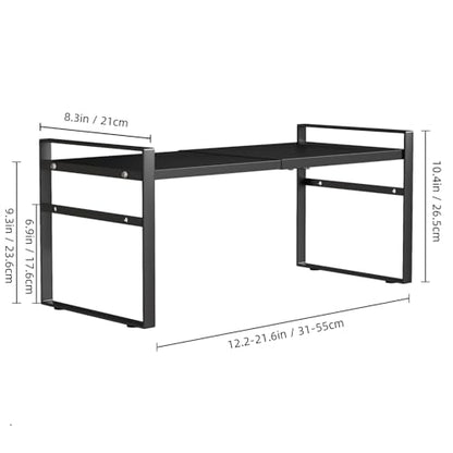Expandable Cabinet Shelf Organizer Riser for Kitchen Pantry Cupboard Under Sink Countertop,Kitchen Cabinet Shelf - color: Black