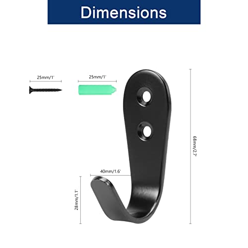 NearMoon Coat Hooks Wall Mounted, Stainless Steel Wall Hooks Heavy Duty Robe Hanger Rustproof for Hanging Coat Towel Hat Key Bag on Bathroom/Kitchen, 10 Pack (Matte Black) - color: Matte Black