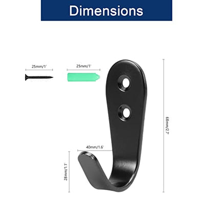 NearMoon Coat Hooks Wall Mounted, Stainless Steel Wall Hooks Heavy Duty Robe Hanger Rustproof for Hanging Coat Towel Hat Key Bag on Bathroom/Kitchen, 10 Pack (Matte Black) - color: Matte Black