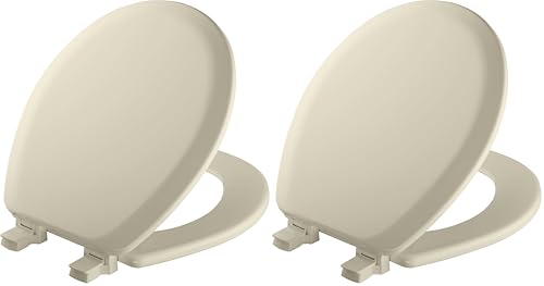 Mayfair Cameron Biscuit Toilet Seat, Non Slip Heavy Duty Wood, Easy Clean, Made in USA, Round (Pack of 2) - color: Biscuit, size: Round (Pack of 2)