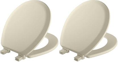 Mayfair Cameron Biscuit Toilet Seat, Non Slip Heavy Duty Wood, Easy Clean, Made in USA, Round (Pack of 2) - color: Biscuit, size: Round (Pack of 2)