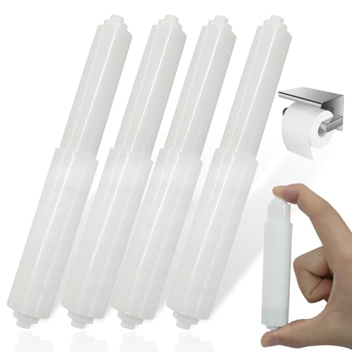 4Pack Toilet Paper Holder Spring Rod Replacement | Plastic, Spring Loaded, White