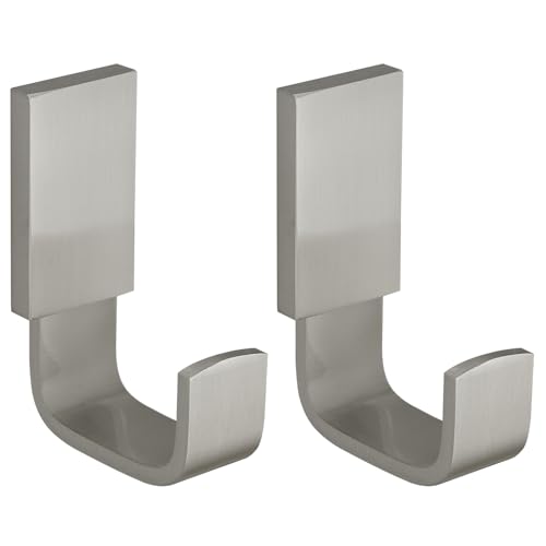 Brass Towel Hook, Bath Robe Coat Clothes Hook, Brushed Nickel 2 Pack | Wall Mounted with Screws for Bathroom, Kitchen, Hotel, Garage, Laundry, Square Coat and Hat Hooks, Rustproof & High Quality - color: Brushed Nickel, size: 2 Pack