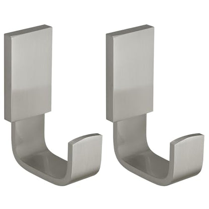 Brass Towel Hook, Bath Robe Coat Clothes Hook, Brushed Nickel 2 Pack | Wall Mounted with Screws for Bathroom, Kitchen, Hotel, Garage, Laundry, Square Coat and Hat Hooks, Rustproof & High Quality - color: Brushed Nickel, size: 2 Pack
