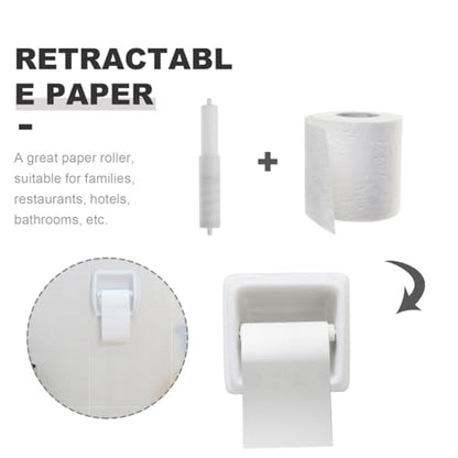 Homoyoyo White Toilet Paper Holder Spring Loaded Toilet Paper Rod Plastic Roller Replacement Rod for Homeowners, Maintenance Staff for Hotel/Home/Office Bathroom Renovation, Recessed Holder 5.7Inch