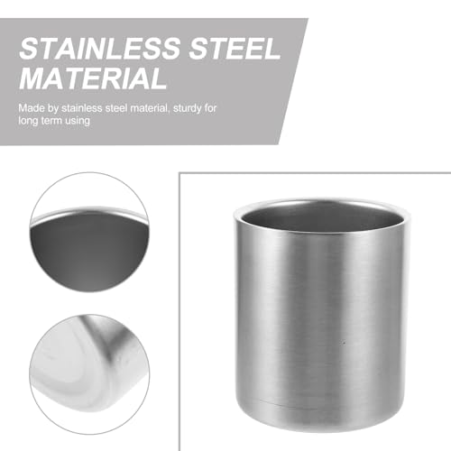 DOITOOL Toothbrush Holder for Bathroom, 304 Stainless Steel Toothbrush Tumbler Cup Water Cup Beverages Beer Cup for Home Party Travel (Silver, 300ml)