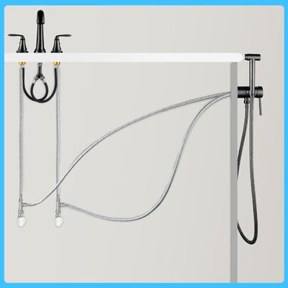 Matte Black Handheld Bidet Sprayer for Toilet Warm Water Mounted on the Bathroom Vanity，Stainless Steel Hot and Cold Bidet Sprayer with Brass Mixing Valve for Feminine Hygiene