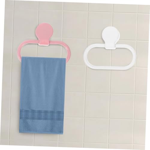 Uonlytech 2Pcs Self Adhesive Towel Ring Plastic Towel Holder for Bathroom and Kitchen No Drill Hand Towel Rack Versatile Adhesive Towel Rings for Easy Installation and Sturdy Use