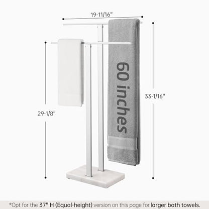 KES Standing Towel Rack with Marble Base, 2-Tier 33” H Polished Silver | Heavy Weighted Base, SUS304 Stainless Steel, Anti-rust, Freestanding, Bathroom Floor, Fits Bath Towels & Hand Towels, BTH217 - color: Polished Silver, size: 33” H (2-tier)