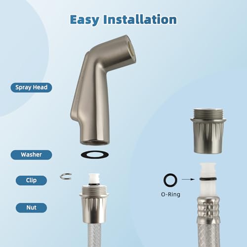 Hygie Rinse Universal Fit Kitchen Sink Spray Attachment, Brushed Nickel | NSF/ANSI/CAN 372 Certified, Kitchen Sink Side Sprayer Head Compatible with Delta, Moen, Kohler and OEM Brands Spray Head - color: Brushed Nickel, style: Nozzle Head Only