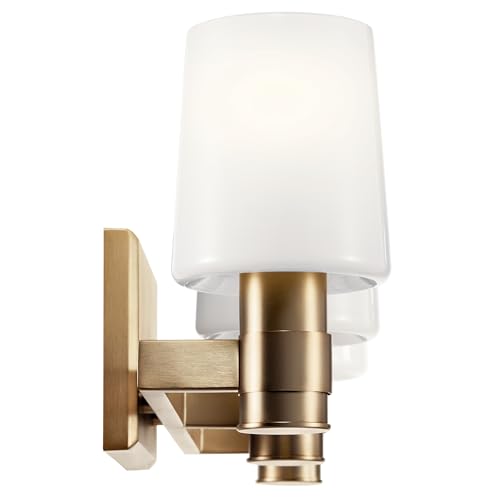 Kichler Adani 3-Light Bathroom Vanity Light, Champagne Bronze | Modern vanity light with opal glass for bathrooms and powder rooms (24" x 8.25"), 55176CPZ - color: Champagne Bronze, size: 24"
