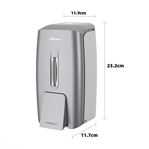 Commercial Wall Mount Soap Dispenser, Refillable ABS Plastic Manual Liquid Hand Soap Sanitizer Dispenser, 27oz (800ml) Large Capacity for Restaurant Office Public Restroom - color: Silver, size: PN9088-Silver