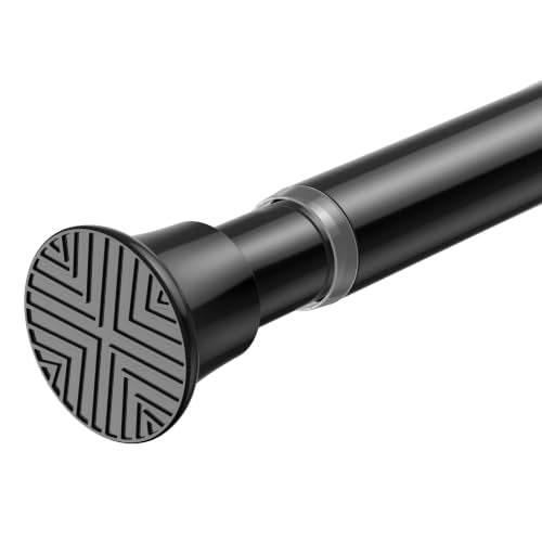 Black Tension Rods 23-48Inch Adjustable Curtain Rods No Drilling Spring Rods for Windows, Doorway, Closet - color: Black, size: 23" to 48"-1Pcs
